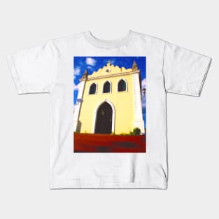 Yellow Church Chapel with lamps on the facade Kids T-Shirt